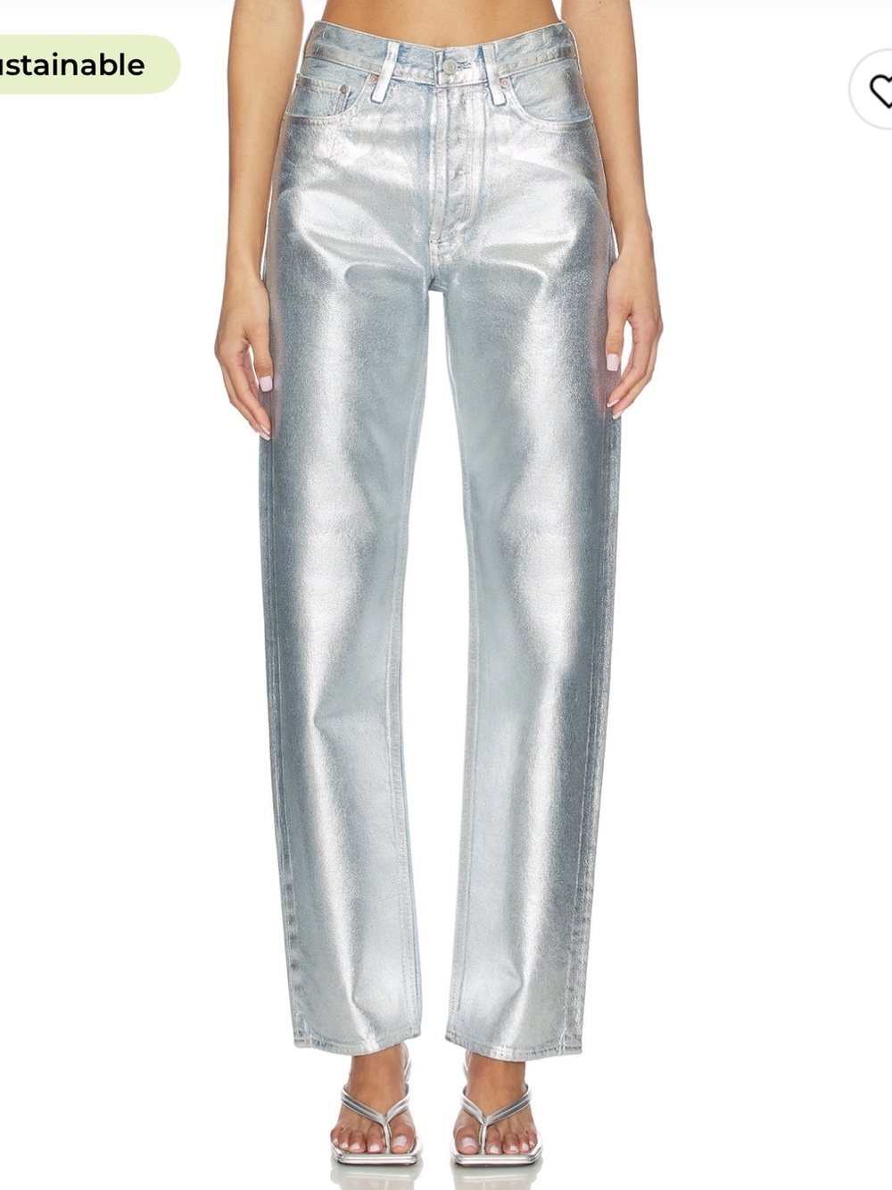 Agolde Metallic Silver Straight-Leg Jeans